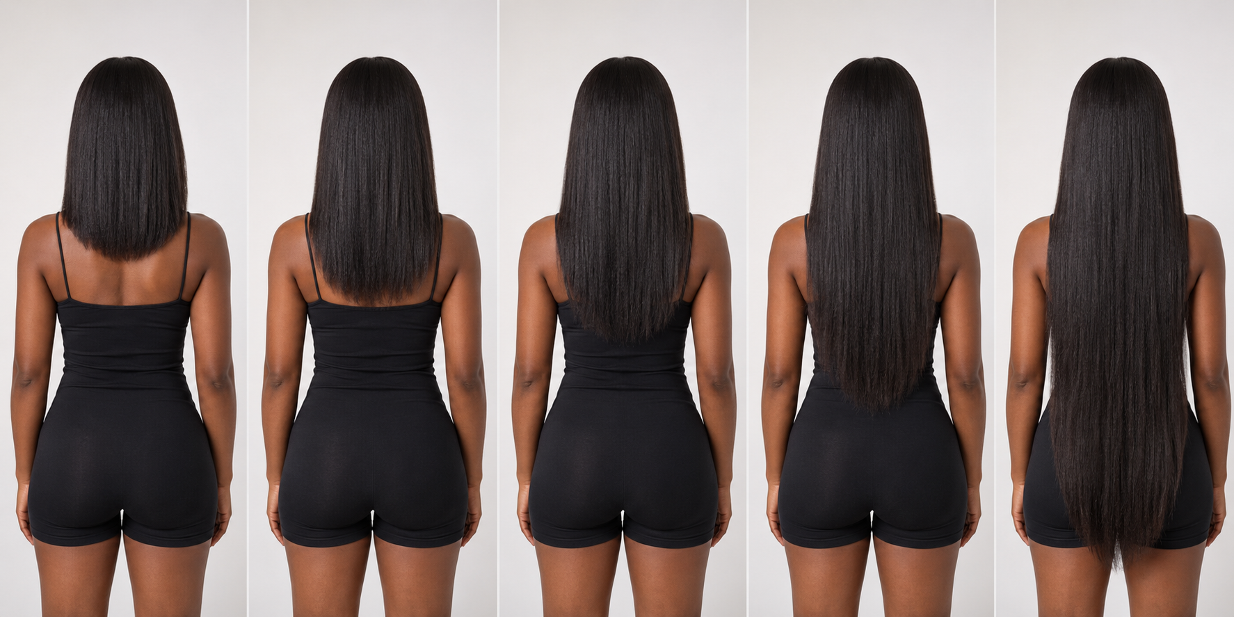 Straight hair length guide from 12 to 30 inches